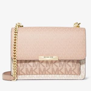 *NEW* Michael Kors Signature Logo Print Jade Gusset Shoulder Bag